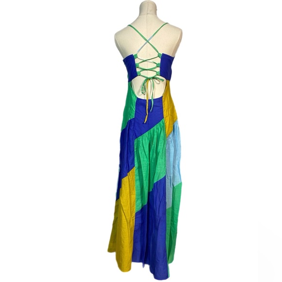 Anthropologie Celandine Drop-Waist Midi Dress color block size medium - Picture 6 of 15